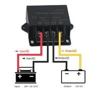 Gettimore Convertidor reductor de CC a CC de 24 V a 12 V 5 A 60 W regulador de voltaje con protección contra sobrecorriente, cortocircuito y sobretemperatura