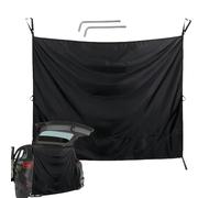 Gettimore Cortina de ducha para puerta trasera de coche, panel de privacidad de tela Oxford negra, 180 x 230 cm, cubierta de ventana con clavos de tierra