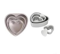 Gettimore Create Memorable Postres 3pcs Base Móvil Aluminio Forma de Corazón Moldes Perfecto para Eventos Especiales (6,8,10 cm-Fixed)