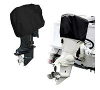 Gettimore Cubierta impermeable para motor fueraborda Oxford 210D resistente con cierre de cordón para motores de barco, color negro, 15-30 HP