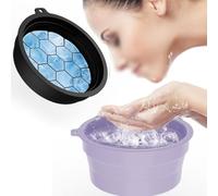 Gettimore Cuenco de hielo facial de silicona con bandeja integrada, enfriador de cara y bebida 2 en 1 para crioterapia, diseño plegable, 10 cm de altura se expande a 3,5 cm plegado