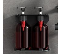 Gettimore Dispensador de jabón de pared para champú, gel de ducha, jabón de platos, bomba manual con soporte, acero inoxidable y plástico, 6,5 x 16,5 cm, marrón