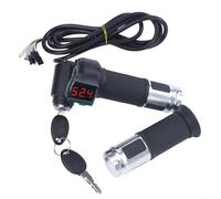 Gettimore Eléctrico para bicicleta Twist Throttle Grip con pantalla LED de voltaje, 36V-84V E-for Bike Scooter Acelerador de manillar, monitor de batería en tiempo real, azul (plata)