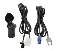 Gettimore Enchufe de interfaz de audio USB y AUX para coche con conector de 12 pines, host RCC para 207 para 308 y, cable de 1,5 m, soporte de tablero ABS negro