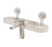 Gettimore Estante de almacenamiento extraíble para grifo de cocina y baño, organizador corrugado con ventosa sobre fregadero con barandillas altas, construcción ABS, 41 x 119 x 113 cm, diseño que