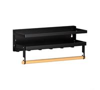 Gettimore Estante magnético de almacenamiento para refrigerador con soporte para toallas de papel, organizador de cocina de metal negro para especias y condimentos