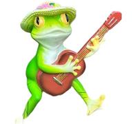 Gettimore Estatua de jardín del príncipe anfibio que toca la guitarra, resina sintética, decoración al aire libre para balcón, patio, mesa, verde