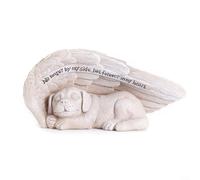 Gettimore Estatua de perro de resina con para un brillo suave, resistente a la intemperie, adorno conmemorativo de jardín para pérdida de perro, efecto de piedra rústica para exteriores D cor 20 cm