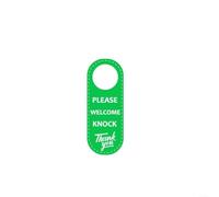 Gettimore Etiquetas de piel sintética para colgar en la puerta del hotel, con texto en inglés "Do Not Disturb Please Welcome Knock" de doble cara, 22,5 x 8,5 cm (verde, bienvenida)
