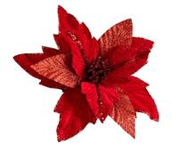 Gettimore Flor de Pascua de Navidad con purpurina de 27 cm para decoración de árbol, color rojo, champán, blanco, adorno colgante festivo para el hogar, fiesta, boda