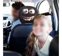 Gettimore Fundas divertidas para reposacabezas de coche, adorable protector para asientos delanteros, material de tela duradero, negro, 28 x 26 cm