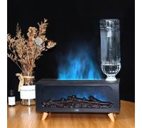 Gettimore Humidificador de llama 3D de grano de madera, 150 ml, gran capacidad con iluminación LED colorida para decoración del hogar, material PP + ABS, fácil operación para uso nocturno