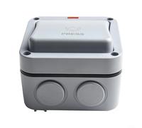 Gettimore Interruptor de botón de timbre impermeable para exteriores de 220 V-250 V 20 A con carcasa estabilizada a los rayos UV y ubicaciones de entrada de múltiples glándulas para entornos