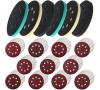 Gettimore Juego de 116 almohadillas de lijado de espuma y discos de 5 pulgadas con diseño de 8 agujeros, almohadillas blandas/medianas/duras, grano 40-600, para pulido de madera, metal, plástico