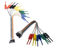 Gettimore Juego de 20 clips de gancho de prueba para analizador lógico, 2 clips de cobre puro de cada color de 20 cm de largo, compatibles con pruebas de multímetro y fuente de alimentación