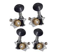 Gettimore Juego de 4 clavijas de afinación para ukelele, relación de transmisión 1:18, acero resistente, cobre, polipropileno, cabezales abiertos 2R2L con tornillos y casquillos para un ajuste preciso