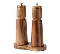 Gettimore Juego de molinillo de sal y pimienta de madera con grosor ajustable, molinillo manual de especias para cocina, incluye bandeja de recambio