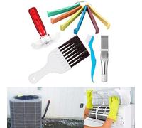 Gettimore Juego de peine condensador de radiador de coche, herramienta de limpieza de aire acondicionado con cepillo para mantenimiento de HVAC