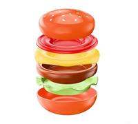 Gettimore Juego de platos pequeños de hamburguesa de 6 capas para aperitivos, postres y salsas, diseño de porcelana apilable con base antideslizante y bordes elevados para prevenir derrames