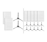 Gettimore Kit de cepillos laterales y filtros para aspiradora robótica ILIFE V20, Vyzzle D10, Laresar L10, Roidmi Eve, Rook S - Juego de repuesto de 2 filtros + 2 cepillos laterales