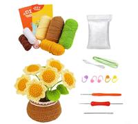 Gettimore Kit de maceta de ganchillo para principiantes, incluye hilo y ganchos, juego de ramo hecho a mano con tutorial (B)