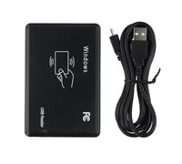 Gettimore Lector RFID USB de 125 kHz, sensor de proximidad sin contacto para tarjeta de identificación inteligente EM4100, ABS negro con cable de 1,4 m