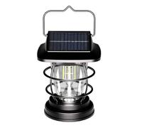 Gettimore Linterna LED solar, estilo vintage, para exteriores, con IP65 impermeable, soporte de pared portátil o lámpara de mesa para camping, jardín, patio y decoración, color negro