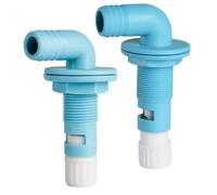 Gettimore Livewell - Cabezal de pulverización aireador ajustable con codo de 90 grados, salida de retención de peces de 3/4-1-1/8 pulgadas, para construcción de grado marino, azul y blanco