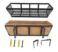 Gettimore Maceta para ventana, 24 pulgadas, acero al carbono, resistente a la intemperie, forro de fibra de coco rectangular para patio, balcón y jardín (sin soporte)