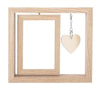 Gettimore Marco de fotos flotante giratorio de 360 grados para 4 x 6 pulgadas, estilo vintage de madera con cubierta de cristal, Happy Display