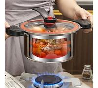 Gettimore Olla a presión de acero inoxidable de 3,5 L, interior antiadherente para cocinar lentamente, cocinar al vapor, llama abierta, compatible con opciones rojo y verde