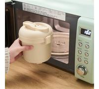 Gettimore Olla arrocera para microondas con tapa, 14,5 x 14 x 10,4 cm, vaporizador portátil de polipropileno para arroz, pasta, verduras, sopa, apta para lavavajillas