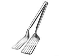 Gettimore Pala de acero inoxidable para freír pescado, 30 x 8 cm, pinzas plateadas para freír pescado y alimentos delicados