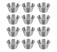 Gettimore Paquete de 12 tazas de salsa de acero inoxidable de 2.5 onzas para salsa de condimentos, salsas, aperitivos, ideal para el hogar y comedor al aire libre