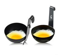 Gettimore Paquete de 2 escalfadores de huevos colgantes, de acero inoxidable 410, color negro, para hervir, utensilio de cocina fácil de limpiar