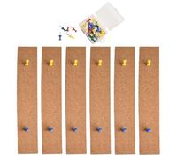 Gettimore Paquete de 6 tiras de corcho para pared, tira multiusos para tablón de anuncios, diseño sin marco, material de madera gruesa, 30 x 5 cm, con 50 chinchetas, f, aula, organización del hogar