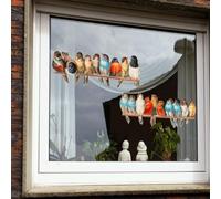 Gettimore Pegatinas decorativas para ventana, diseño de pájaro con flores dibujadas a mano, calcomanías electrostáticas de PVC para el hogar, oficina, tienda, 15 x 60 / 17 x 43 cm