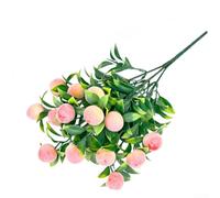Gettimore Planta artificial de frutas de la suerte de 7 puntas con hierba de plástico realista limón, granada, mango, melocotón, fresa para cereza, 32 cm, decoración de jardín para boda, hotel