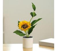 Gettimore Planta de bonsái de girasol simulado en maceta para decoración de oficina en casa, arreglo floral artificial de plástico, 30 cm de altura