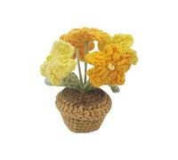 Gettimore Planta tejida a mano Forget-Me-Not en maceta, decoración de flores artificiales de hilo, fácil de mantener, decoración del hogar para sala de estar, color rosa