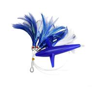 Gettimore Pluma Trolling Falda Atún Señuelo Big Game Barco Pesca Cebo Gancho de acero 165cm 122g Efecto de luz UV Realista Ojo de pez (azul)