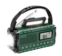 Gettimore Radio Portátil con Manivela y Panel Solar, 10000mAh, AM/FM/WB, Linterna, Cargador USB, Alarma SOS, para Exteriores y Emergencias(Green)