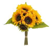 Gettimore Ramo de flores artificiales de girasol de 9 cabezas, arreglo floral de tela similar a la seda para decoración del hogar, sala de estar, pieza interior moderna o rústica
