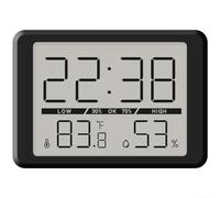 Gettimore Reloj despertador digital magnético delgado con pantalla LCD, monitor de temperatura y humedad, luz nocturna de fondo suave, dormitorio, nevera de cocina, 10,5 x 7,5 cm, blanco (negro 2308)