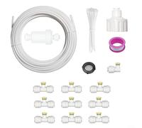 Gettimore Sistema de niebla de enfriamiento al aire libre 32.8 pies Kit de pulverización con accesorios de latón para patio de jardín (blanco 10 m 10 cabezas)