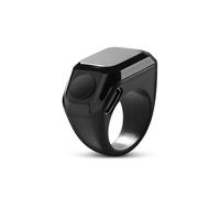 Gettimore Smart Tasbih - Anillo de contador recargable impermeable con recordatorio digital Zikr con OLED de 0.47 pulgadas, 30 días de espera BT 5.4 18/20/22 mm, negro, 18 mm