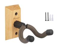Gettimore Soporte de pared para guitarra con base de madera en forma de U con yugo acolchado y tornillos, compatible con acústica, eléctrica, bajo y banjo, 1 unidad