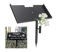 Gettimore Soporte para marcadores de tumbas para conmemoraciones de humanos y mascotas, soporte de hierro con tornillos, 12 x 6 pulgadas, color negro