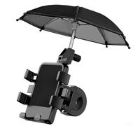 Gettimore Soporte para teléfono de motocicleta con cubierta impermeable y parasol, para manillar y espejo retrovisor, color negro