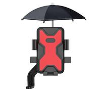 Gettimore Soporte para teléfono de motocicleta con paraguas impermeable y parasol, soporte de navegación giratorio para manillar de bicicleta o espejo retrovisor, negro y rojo